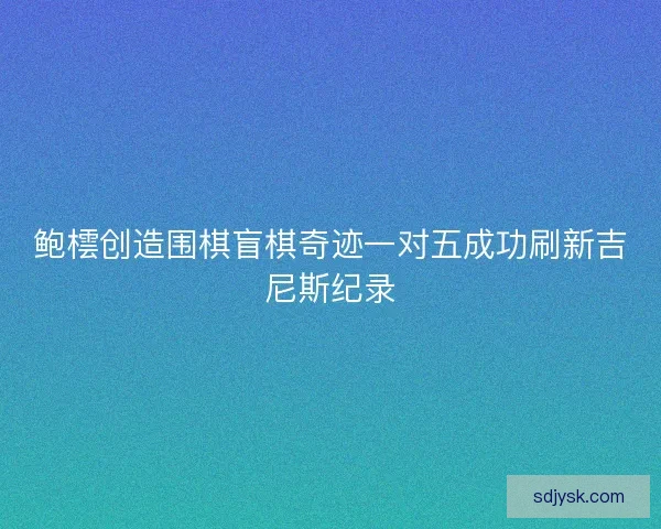 鲍橒创造围棋盲棋奇迹一对五成功刷新吉尼斯纪录